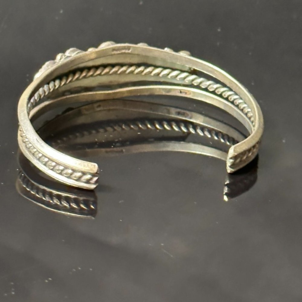Native American Indian Sterling Silver Genuine Sleeping Beauty Turquoise Cuff - Picture 7 of 9